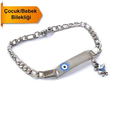Bebek Bileklik Çelik Nazar Boncuklu Mickey Mouse BLK-965