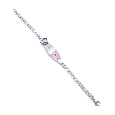 Bebek Bileklik Çelik Pembe Nazar Boncuklu Mickey Mouselu BLK-960