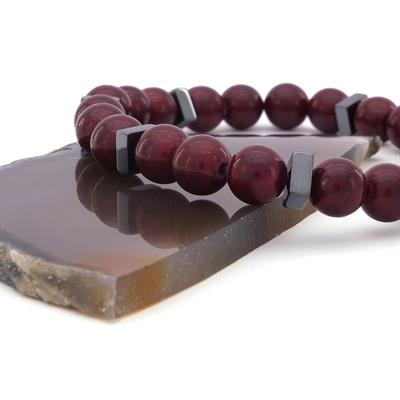 Bordo Akik Doğal Taş Erkek Bileklik EBLK-475