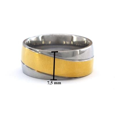 Çelik Alyans Yüzük Altın Kaplama Cift Renk Düz Model YZK-392