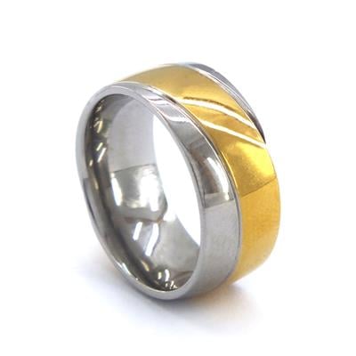 Çelik Alyans Yüzük Altın Kaplama Cift Renk Düz Model YZK-392