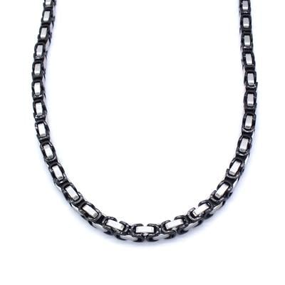 Çelik Erkek Zincir Kolye İki Renki Siyah Kral Model -  - ZN-280