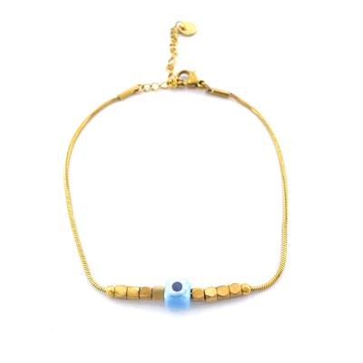 Çelik Halhal Altın Kaplama Nazar Boncuklu Model HAL-186