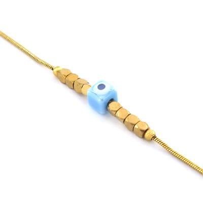 Çelik Halhal Altın Kaplama Nazar Boncuklu Model HAL-186