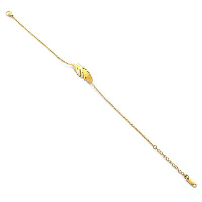 Çelik Halhal Altın Kaplama Tüy Desenli HAL-150