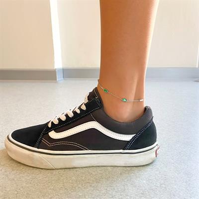 Çelik Halhal Yeşil Zirkon Taşlı Kadın Zincir Model HAL-178