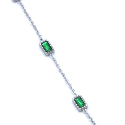 Çelik Halhal Yeşil Zirkon Taşlı Kadın Zincir Model HAL-178