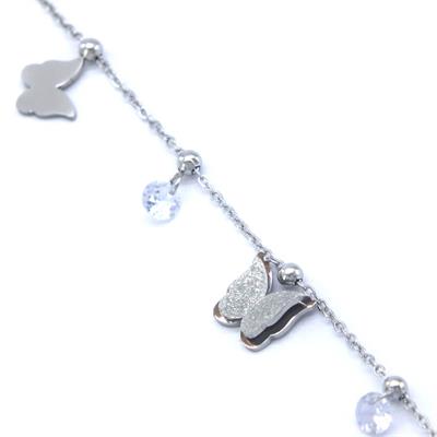 Çelik Halhal Zirkon Taşlı Kelebekli Model HAL-176