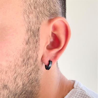 Çelik Halka Küpe 316L Siyah Kalp Şeklinde Halka Model UNK-705