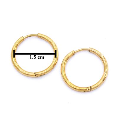 Çelik Halka Küpe Altın Kaplama Düz Model UNK-489