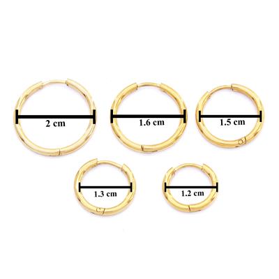 Çelik Halka Küpe Altın Kaplama Düz Model UNK-489