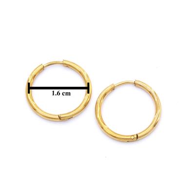 Çelik Halka Küpe Altın Kaplama Düz Model UNK-489