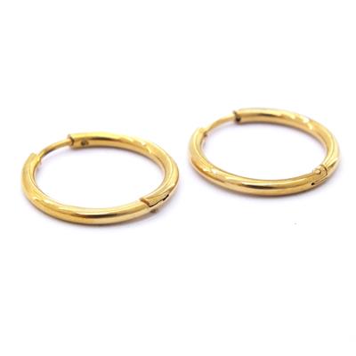 Çelik Halka Küpe Altın Kaplama Düz Model UNK-489