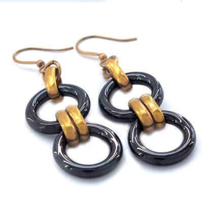 Çelik Halka Küpe Çift Renk Halkalı Tasarım Küpe UNK-572