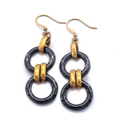 Çelik Halka Küpe Çift Renk Halkalı Tasarım Küpe UNK-572