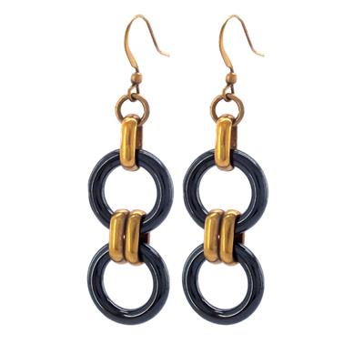 Çelik Halka Küpe Çift Renk Halkalı Tasarım Küpe UNK-572