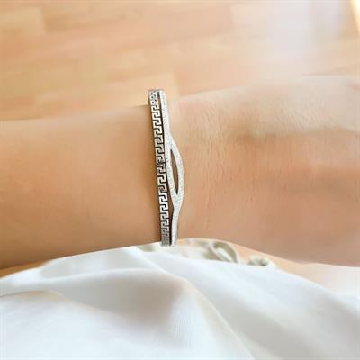 Çelik Kelepçe Bileklik Taşlı Desenli Model BLZ-337