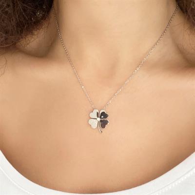 Çelik Kolye, Yonca Kolye, Paslanmaz Çelik Kadın Kolye KLY-352