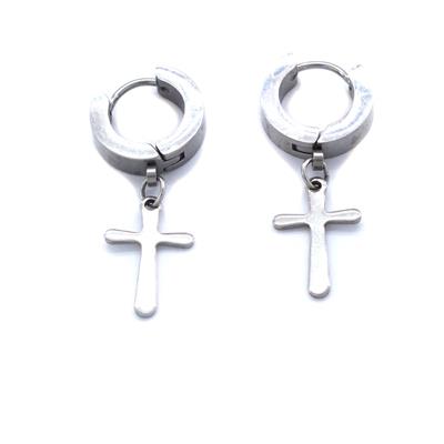 Çelik Sallatantılı Küpe Haç Modelli Halka Küpe UNK-660