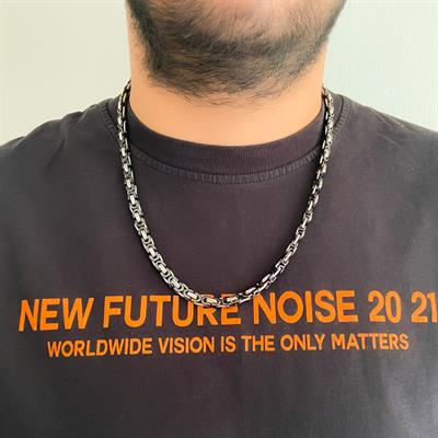 Çelik Zincir Siyah Detaylı Kral Model - ZN-269