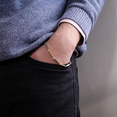 Çift Renkli Küp Model Çelik Erkek Bilekliği EBLK-505