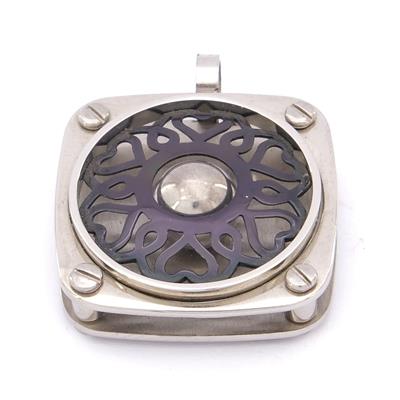 FerizZ 316L Çelik Siyah Kalp Detaylı Kare Kolye Ucu TGR-565