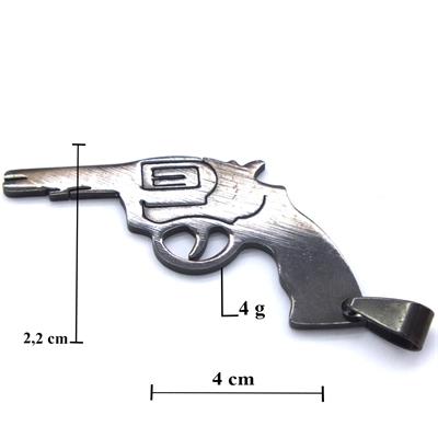 FerizZ 316L Çelik Tabanca Şeklinde Kolye Ucu TGR-573