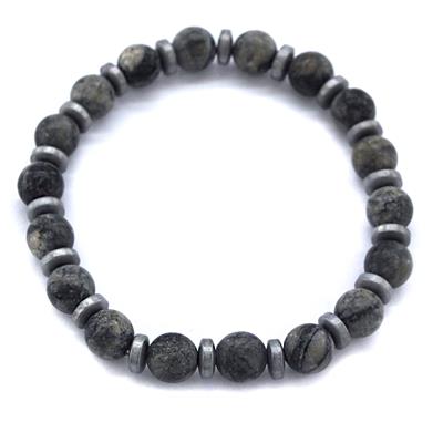 Gri Jasper Doğal Taş Erkek Bilekliği EBLK-485