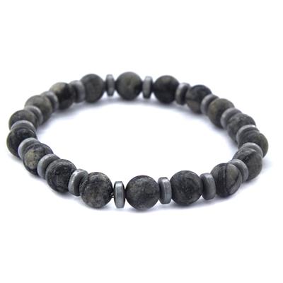 Gri Jasper Doğal Taş Erkek Bilekliği EBLK-485