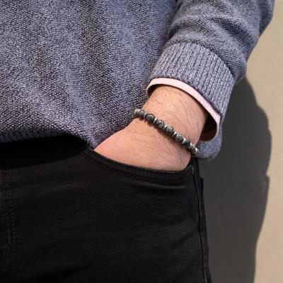 Gri Jasper Doğal Taş Erkek Bilekliği EBLK-485