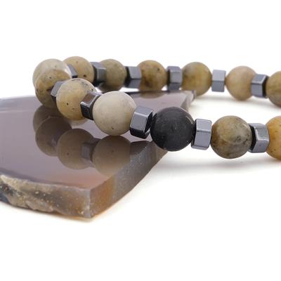 Hematit Ve Labradorit Doğal Taş Erkek Bileklik EBLK-488