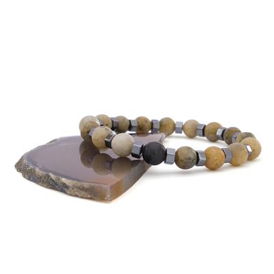 Hematit Ve Labradorit Doğal Taş Erkek Bileklik EBLK-488