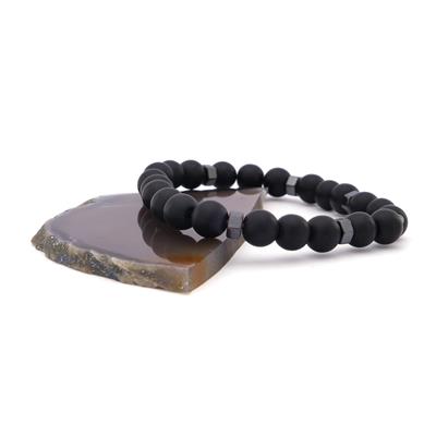 Hematit ve Oniks Doğal Taş Erkek Bileklik EBLK-476