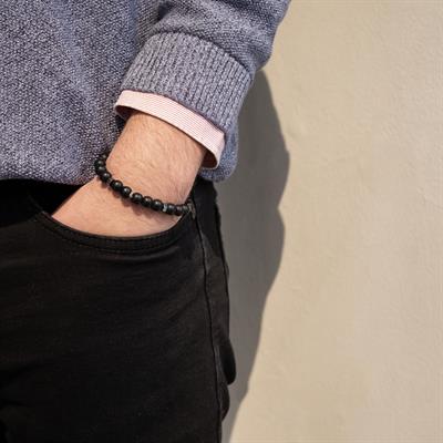 Hematit ve Oniks Doğal Taş Erkek Bileklik EBLK-476