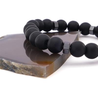 Hematit ve Oniks Doğal Taş Erkek Bileklik EBLK-476