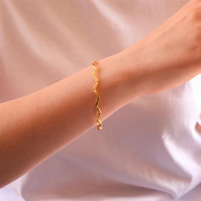 İmitasyon Ajda Bilezik Desenli Zigzag Model Altın Kaplama Çelik Blz-3098