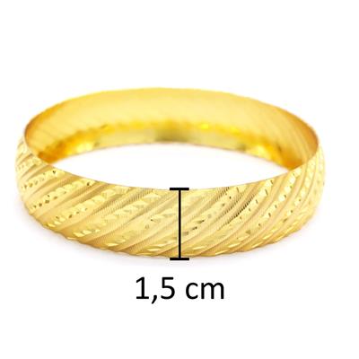 İmitasyon Bilezik Altın Kaplama 1.5 cm Yan Çizgili Model BLZ-3086