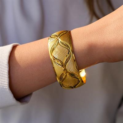 İmitasyon Bilezik Altın Kaplama Dalgalı Model 3 cm BLZ-3084