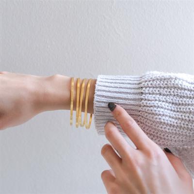 İmitasyon Kibrit Çöpü Altın Kaplama Bilezik Çelik - 4 Adet BSET-113