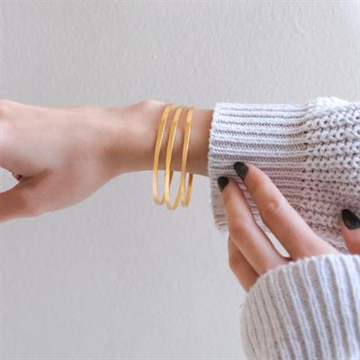 İmitasyon Kibrit Çöpü Altın Kaplama Bilezik Çelik  - 3 Adet BSET-112