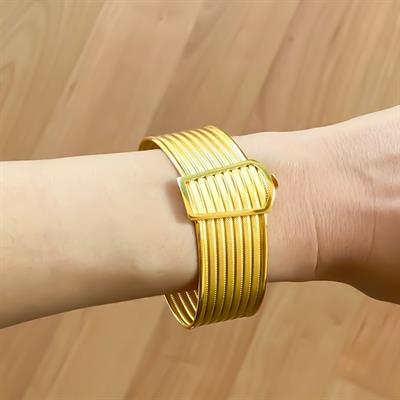 İmitasyon Trabzon Hasırı Altın Kaplama Düz Trabzon Kelepçe BLZ-379