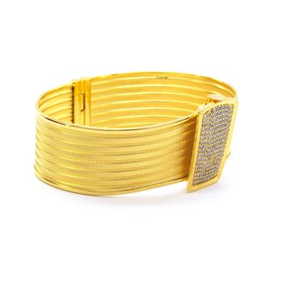 İmitasyon Trabzon Hasırı Altın Kaplama Sıra Taşlı Kelepçe BLZ-381