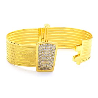 İmitasyon Trabzon Hasırı Altın Kaplama Sıra Taşlı Kelepçe BLZ-381