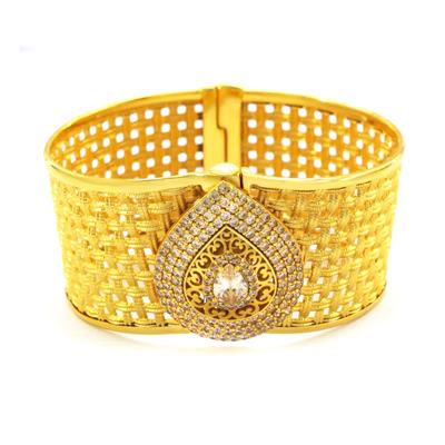 İmitasyon Trabzon Hasırı Altın Kaplama Taşlı Sepet Örgü Kelepçe BLZ-599