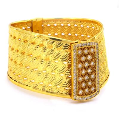 İmitasyon Trabzon Hasırı Altın Kaplama Taşlı Burgu Model Kelepçe BLZ-378