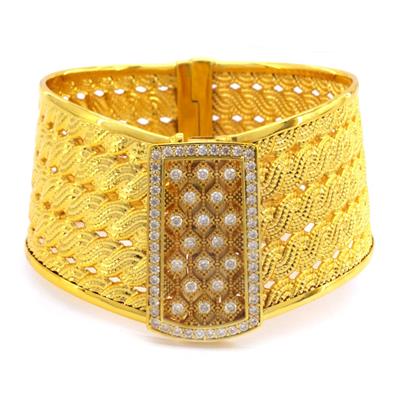 İmitasyon Trabzon Hasırı Altın Kaplama Taşlı Burgu Model Kelepçe BLZ-378