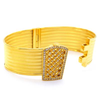 İmitasyon Trabzon Hasırı Altın Kaplama Taşlı Desenli Trabzon Kelepçe BLZ-380