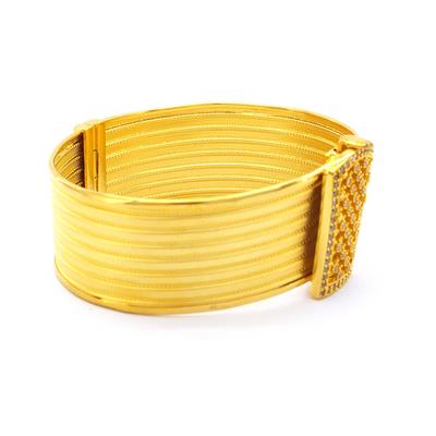 İmitasyon Trabzon Hasırı Altın Kaplama Taşlı Desenli Trabzon Kelepçe BLZ-380