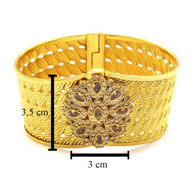 İmitasyon Trabzon Hasırı Altın Kaplama Taşlı 5 Sıra Örgü  Kelepçe BLZ-600