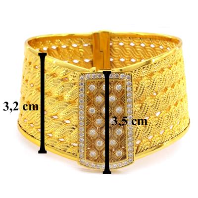 İmitasyon Trabzon Hasırı Altın Kaplama Taşlı Burgu Model Kelepçe BLZ-378